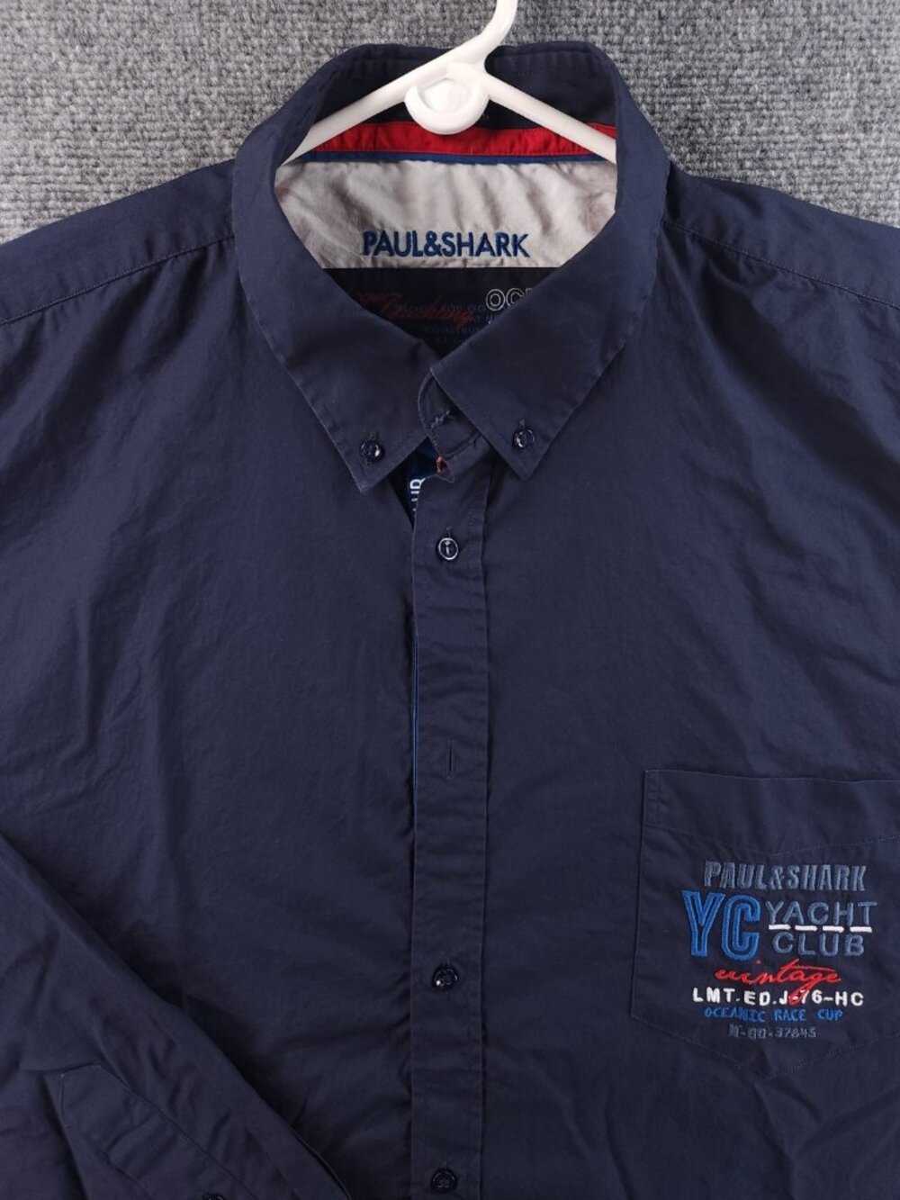 Paul & Shark Button-Down All Cotton 50 Graphic Print Blue Long Sleeve Casual